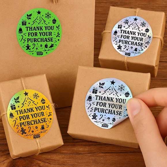 Thank You For Your Purchase Christmas Stickers 2" ROUND LABEL NEW - Picture 10 of 10